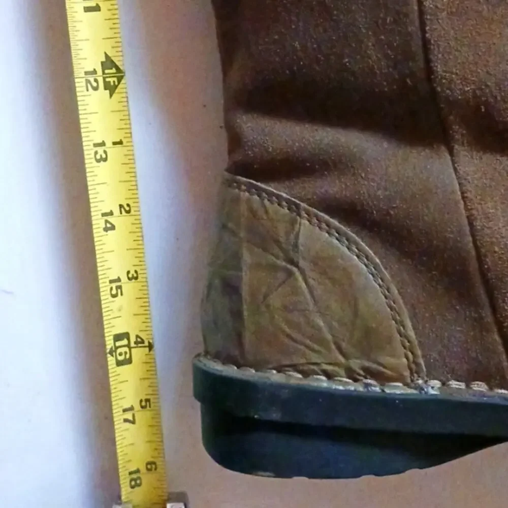 Clarks Leather Suede‎ Knee High Riding Boots Sz 9M COMFORT Sole BOHO KHAKI BROWN